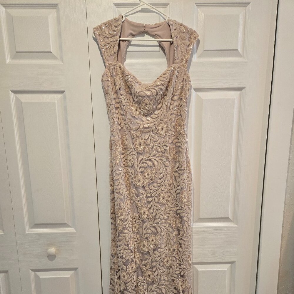 LAUREN RALPH LAUREN Blush Sequined Cutout-Back Gown
